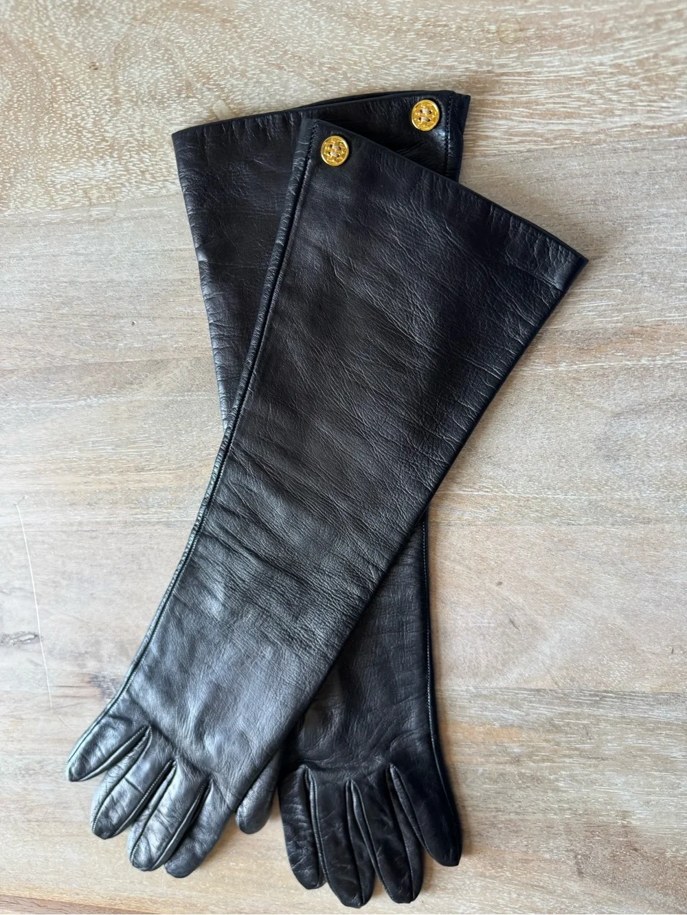 Classic Black Leather Long Gloves - Women's Fashion Accessory